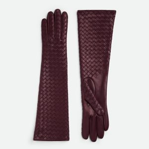 Intrecciato Leather Midi Gloves