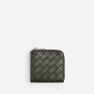 Intrecciato Stamp Compact Zip Around Wallet