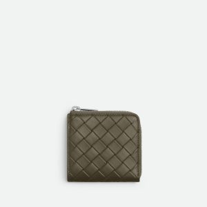 Intrecciato Stamp Square Zip Around Wallet
