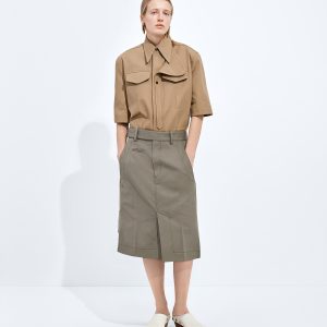 Cotton and Silk Gabardine Skirt