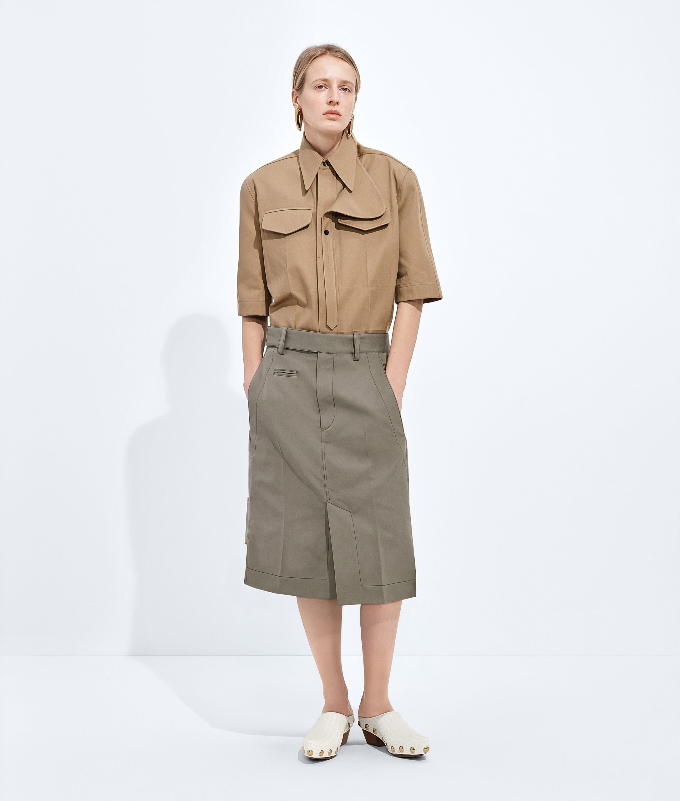 Cotton and Silk Gabardine Skirt
