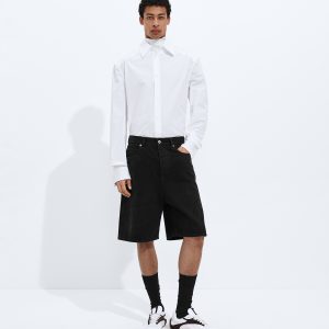 Faded Black Denim Shorts