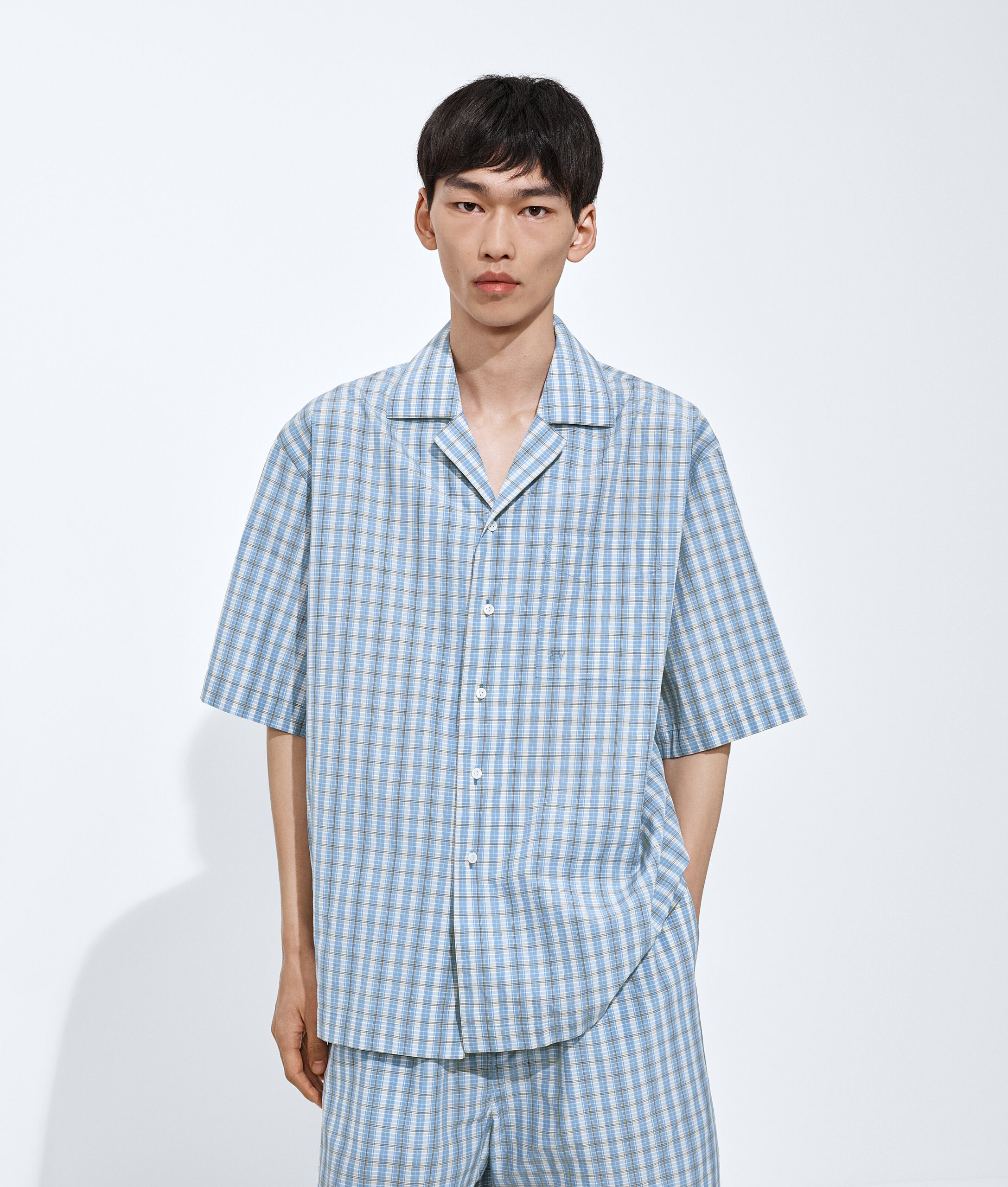 Cotton And Silk Check Pajama Shirt