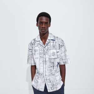 Cotton Poplin Printed Pajama Shirt