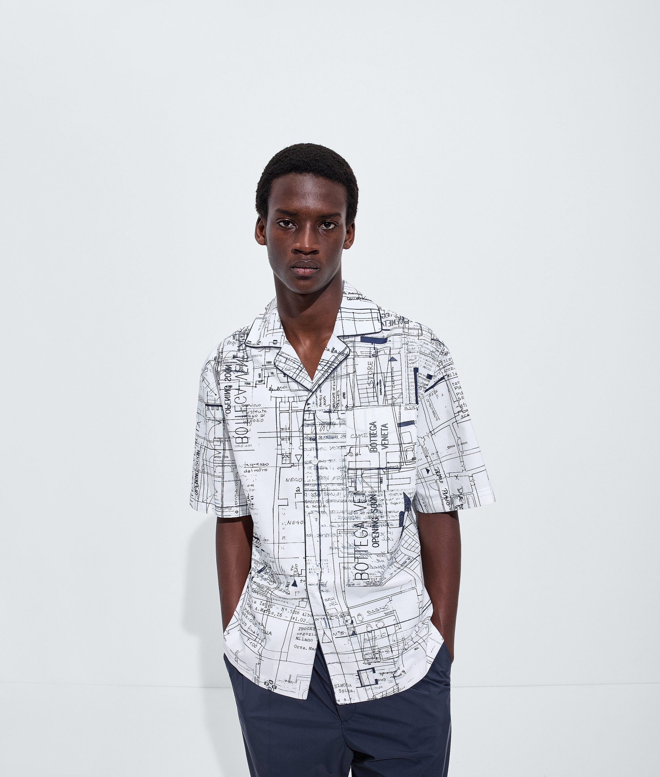 Cotton Poplin Printed Pajama Shirt
