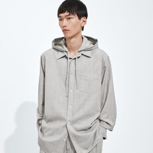 Light Wool Toile Hooded Shirt