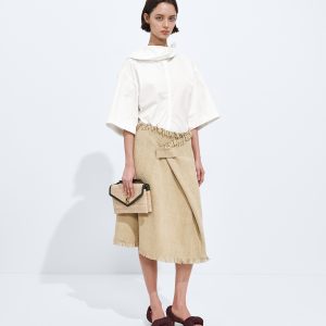 Mini Intreccio Suede Leather Skirt