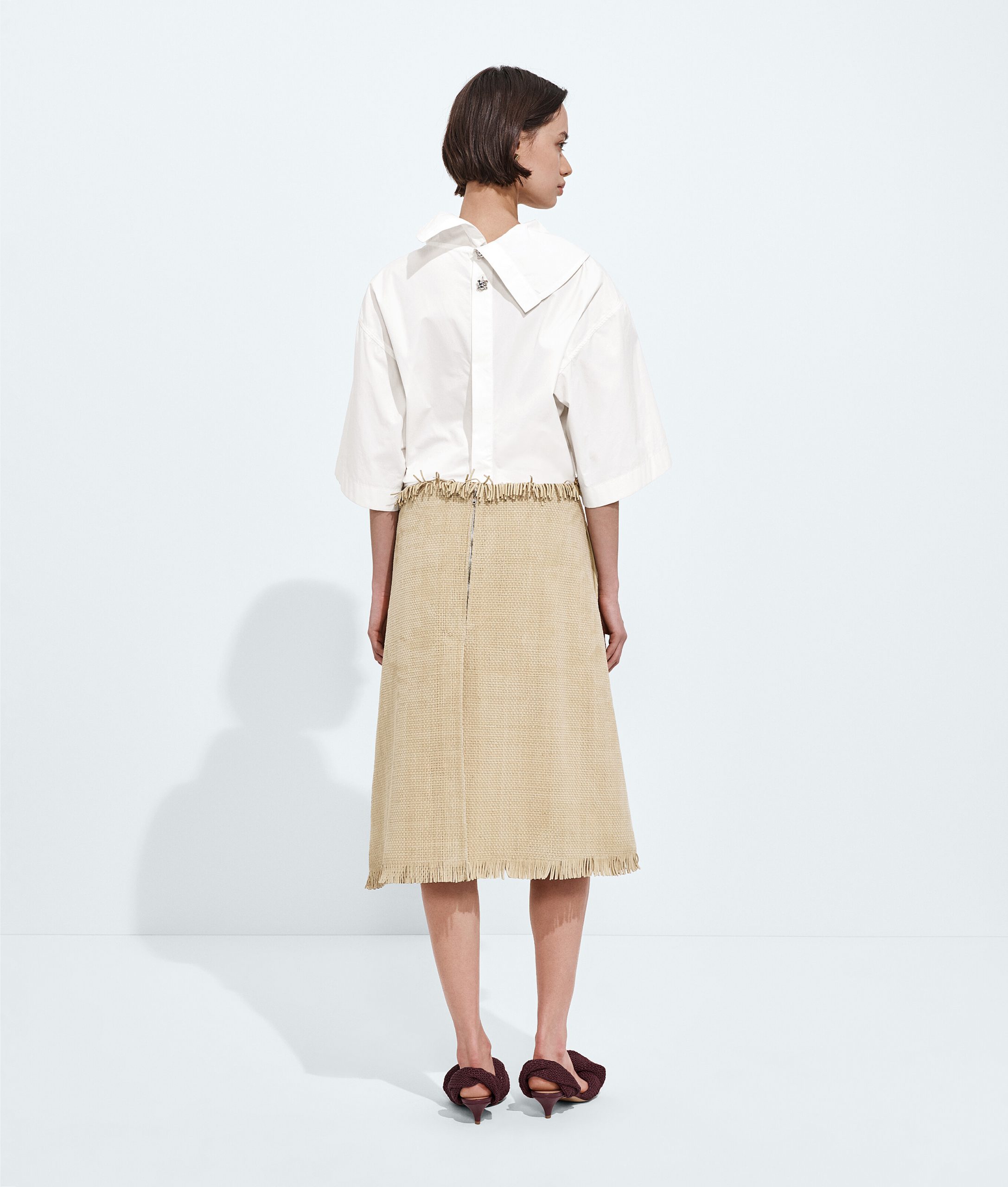 Mini Intreccio Suede Leather Skirt - Image 3