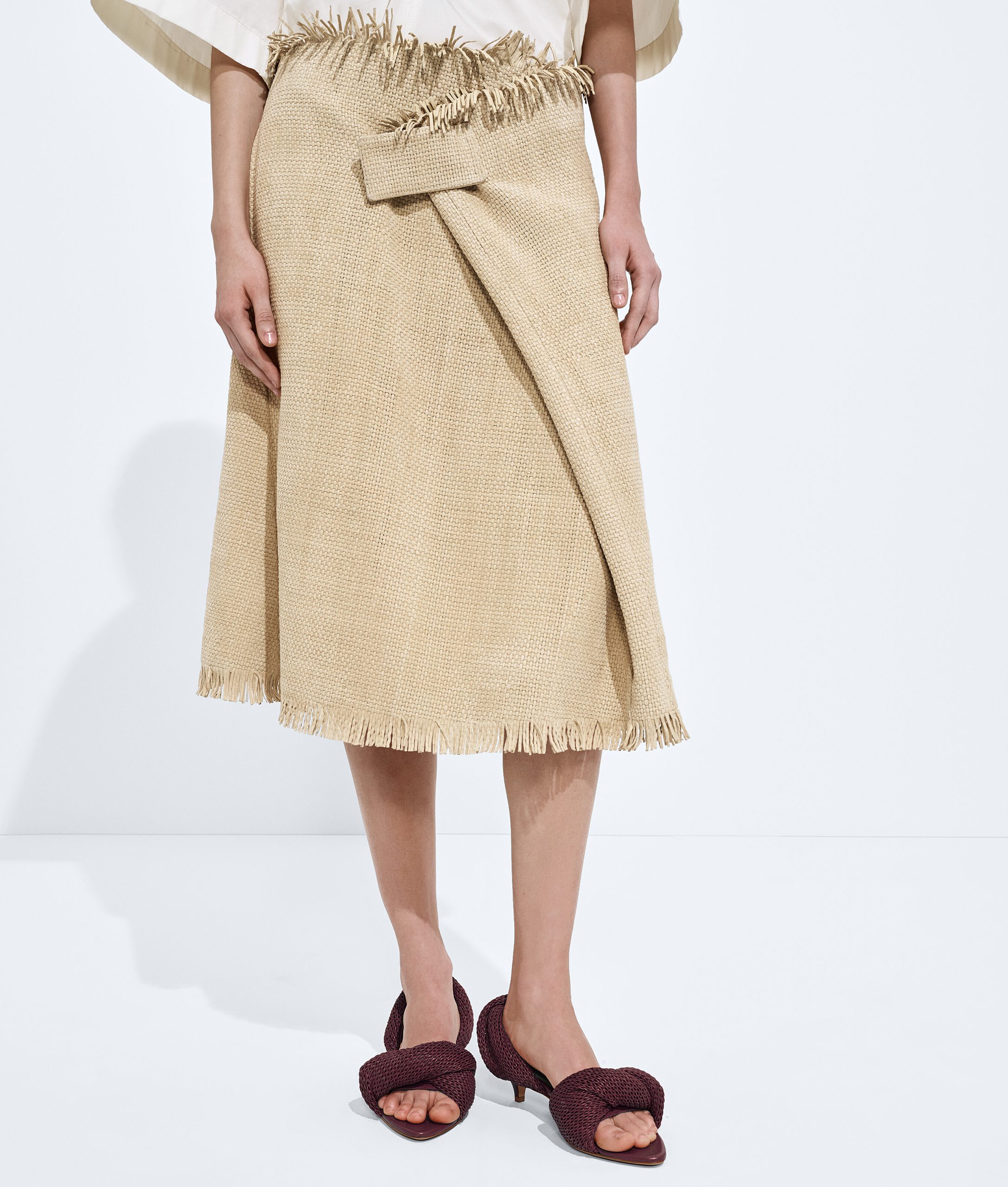 Mini Intreccio Suede Leather Skirt - Image 4