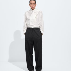 Wool Grain De Poudre Pants