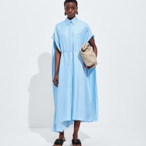 Silk Twill Shirt Dress