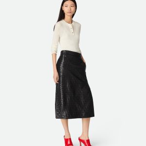 Intrecciato Leather Skirt