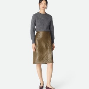 Intrecciato Leather Skirt