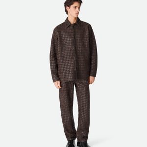 Intrecciato Leather And Suede Shirt