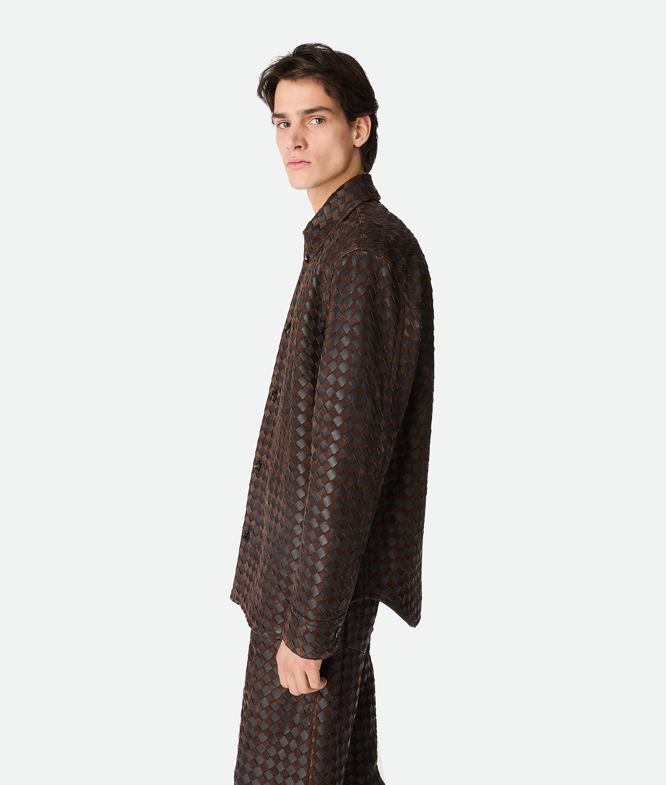 Intrecciato Leather And Suede Shirt - Image 2