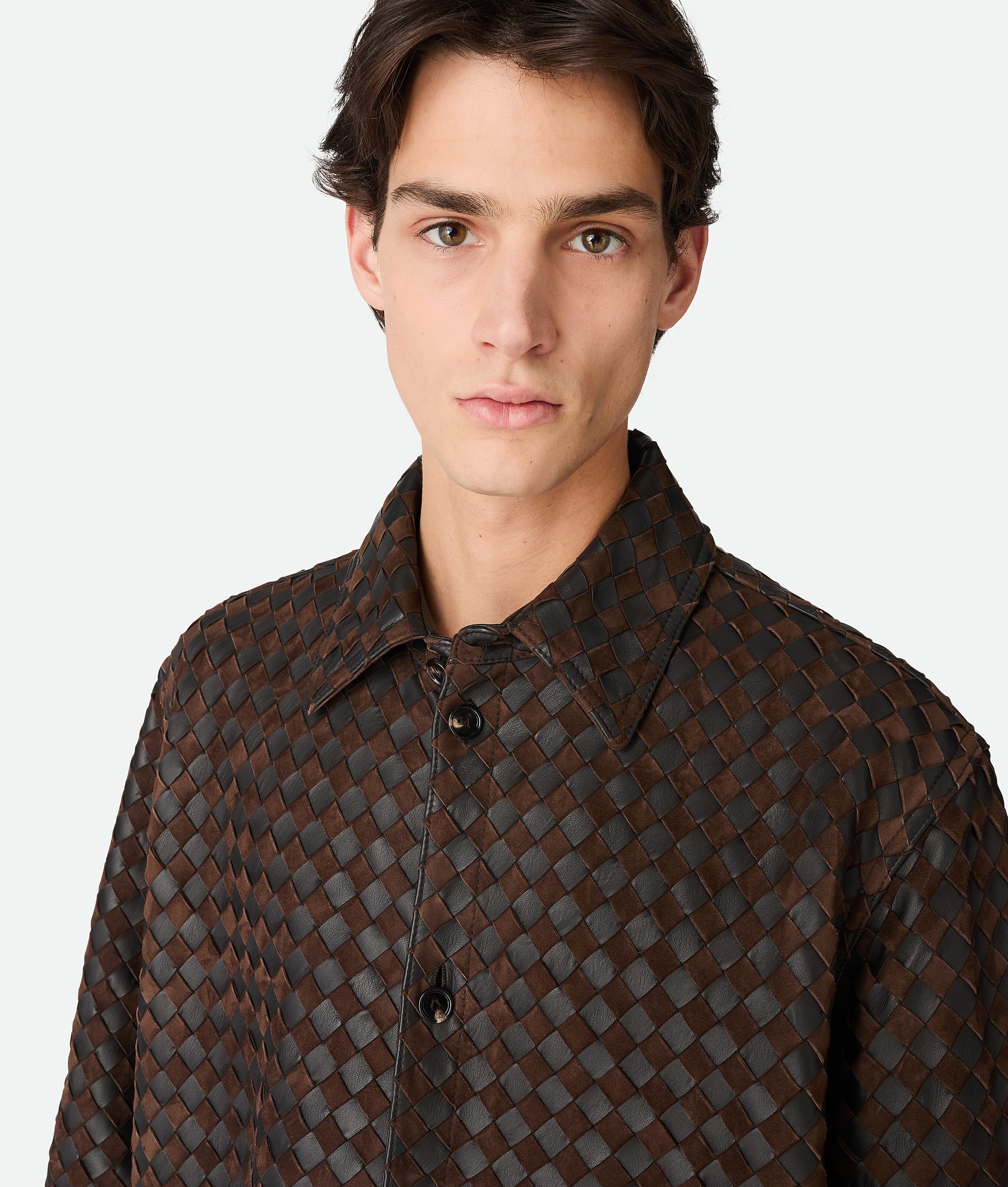 Intrecciato Leather And Suede Shirt - Image 4