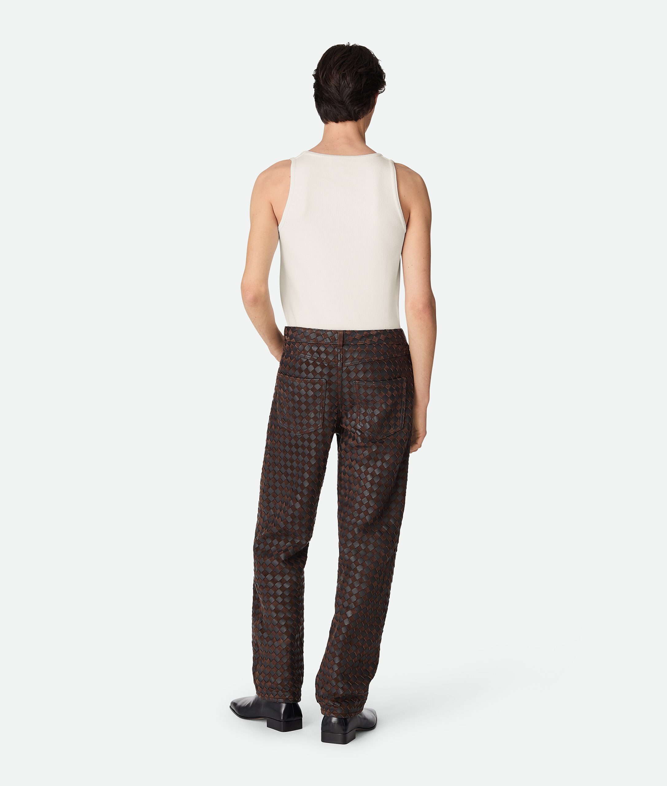 Intrecciato Leather And Suede Straight Pants - Image 2