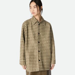 Intrecciato Leather And Suede Shirt