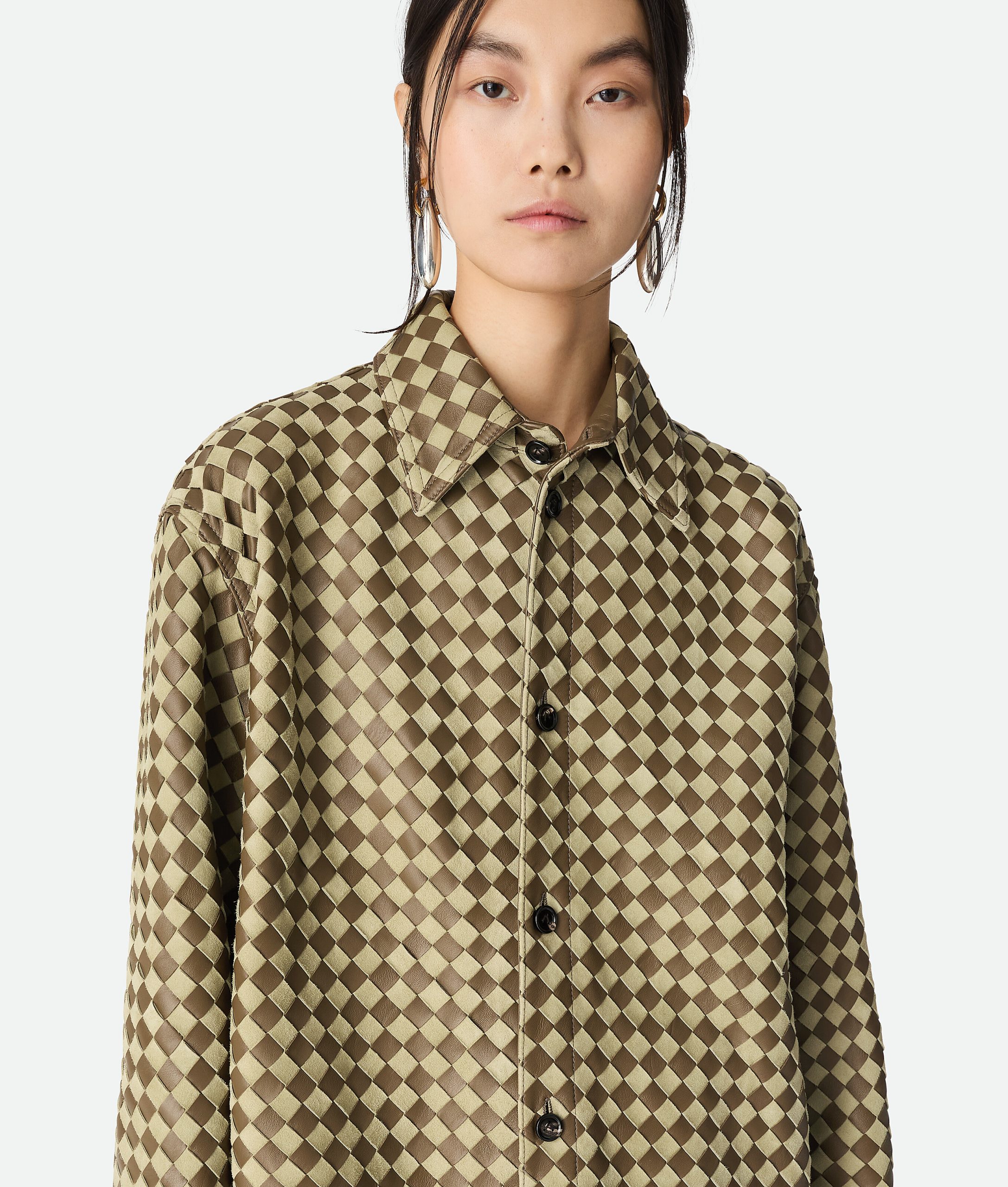 Intrecciato Leather And Suede Shirt - Image 4