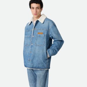 Vintage Indigo Denim And Shearling Jacket