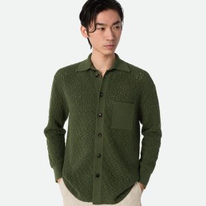 Cotton Crochet Knit Shirt