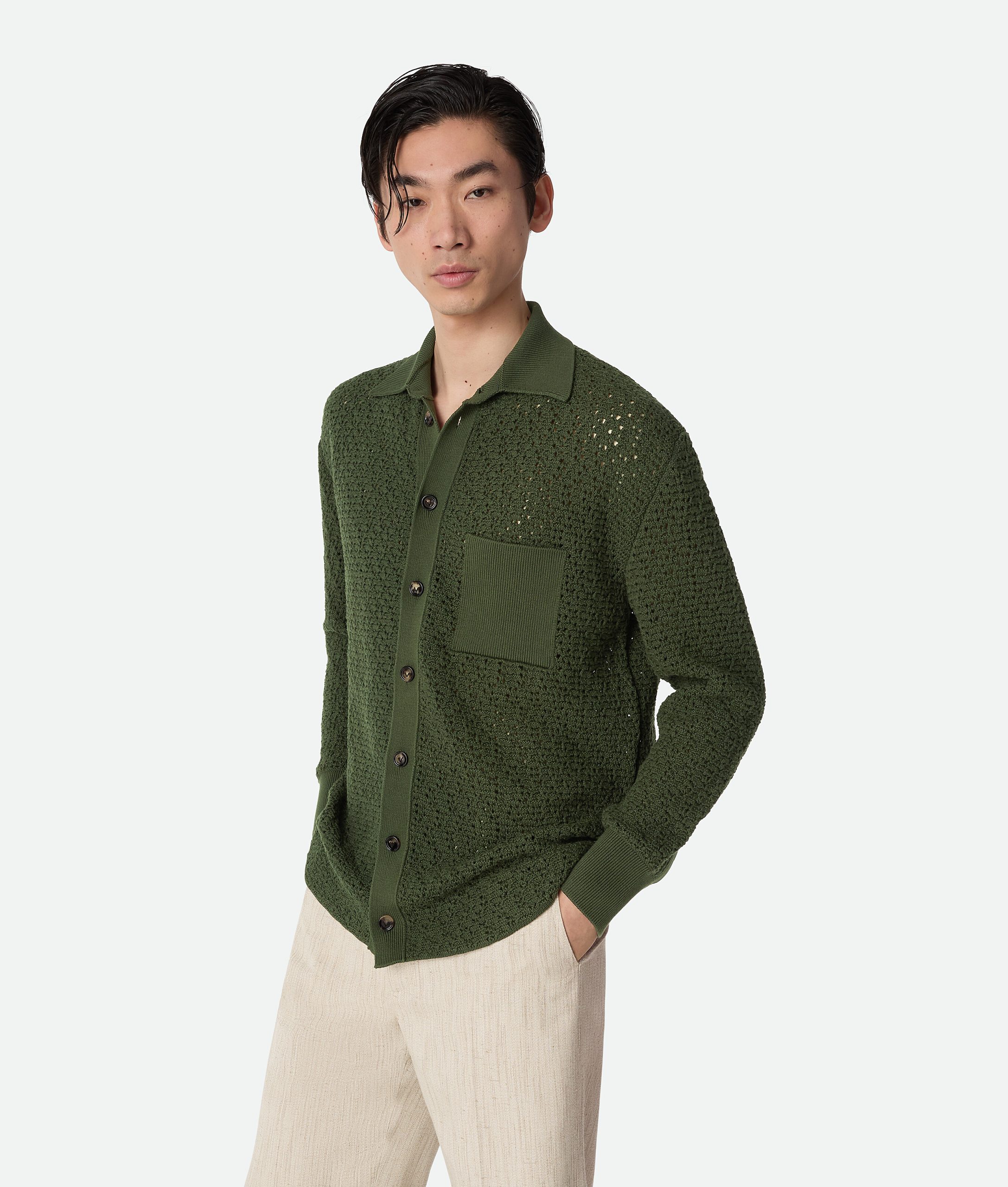 Cotton Crochet Knit Shirt - Image 2