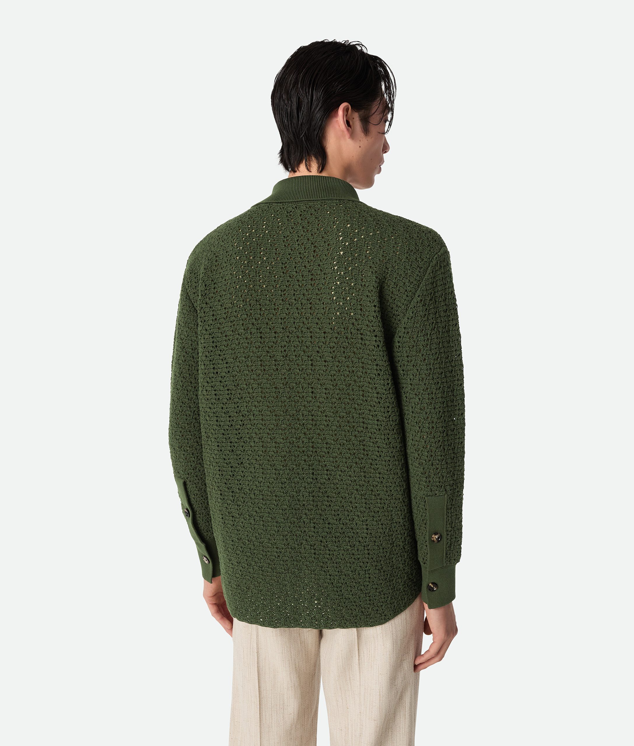 Cotton Crochet Knit Shirt - Image 3