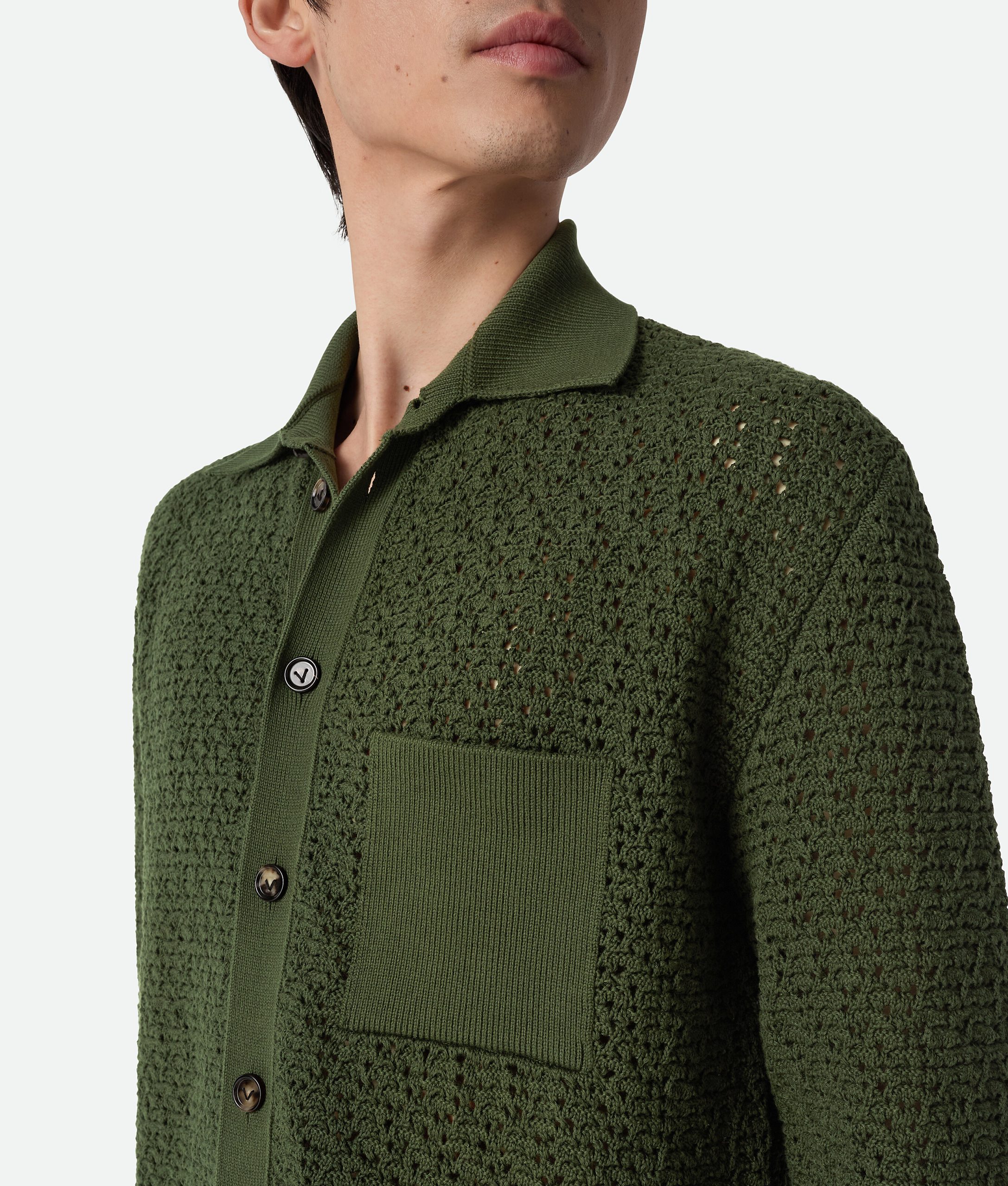Cotton Crochet Knit Shirt - Image 4